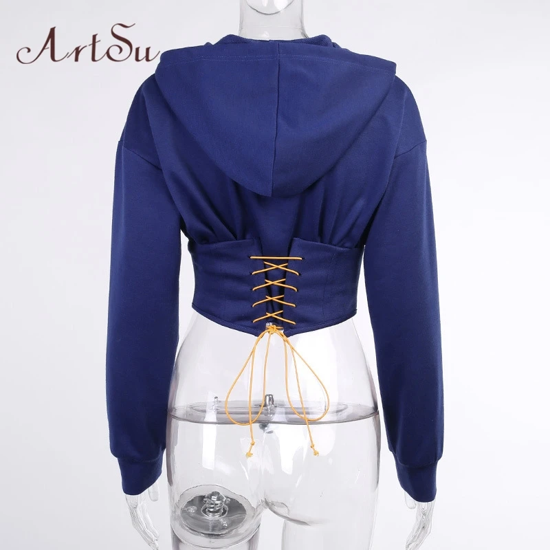 

Artsu Fall Winter Casual Corset Hoodies Women White Sexy Sweatshirt Femme Streetwear Letter Hooded 2020 90047