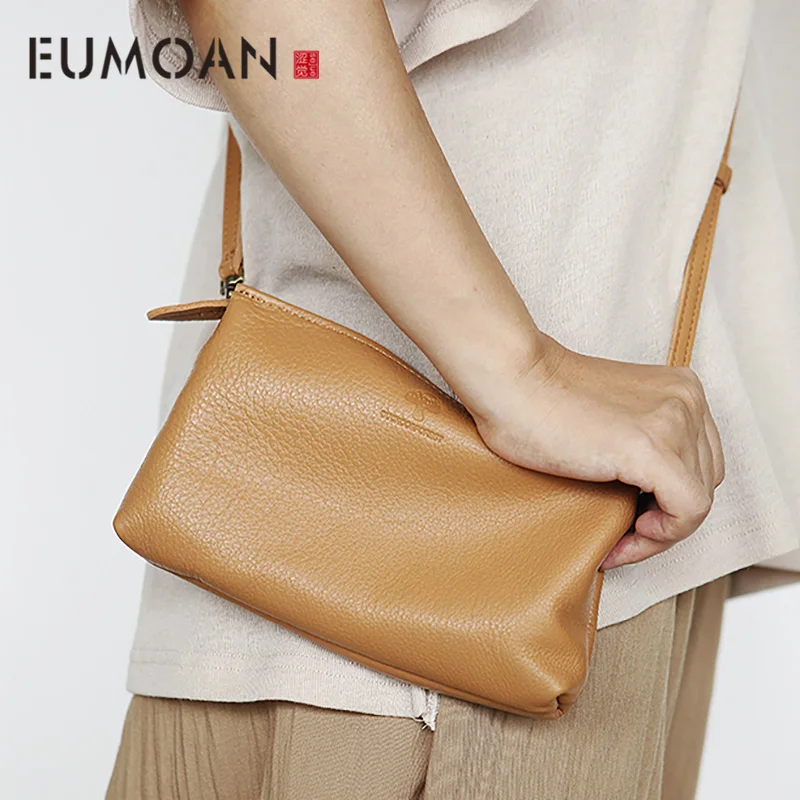 

EUMOAN Cow Leather cross-body bag, female leather mobile phone bag, retro literary female bag
