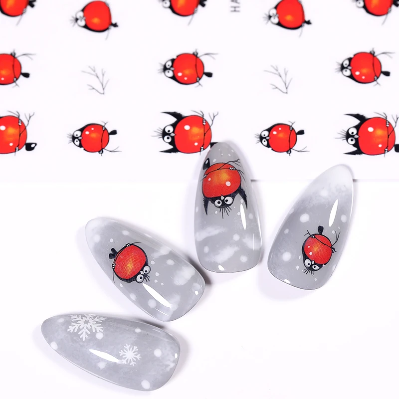 

1 Sheet 3D Nail Stickers Adhesive Transfer Sticker Decals Cute Red Birds Design Sticker DIY Nail Art Decorations