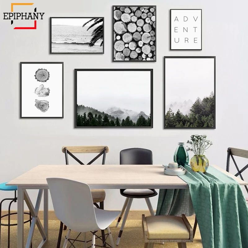 Черно белое дерево кольца печать Приключения путешествия вдохновляющие цитаты