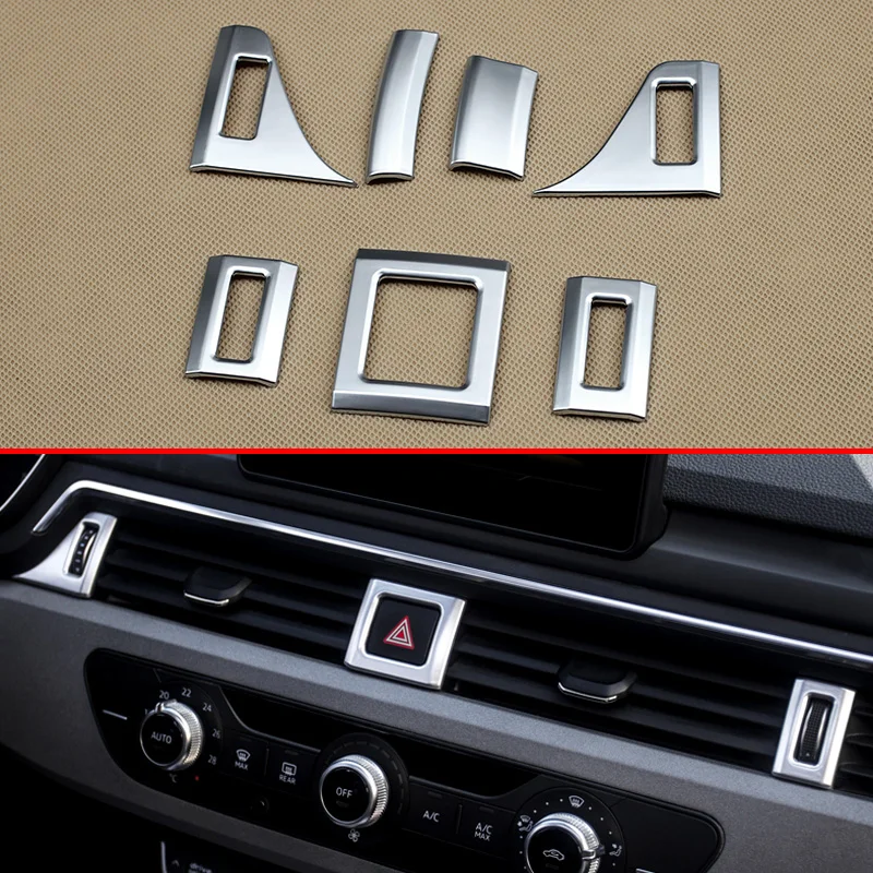 

LHD Matte Chrome Interior Dashboard Air Vent Trims Cover For Audi A4 A5 B9 F5 2016 2017 2018 2019 2020