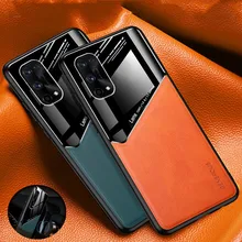 For OPPO Realme 7 Pro Case Luxury Leather Magnetic Car Holder Mirror Glass Cover For Realme 5 6 7i X7 C11 C12 C15 C17 XT X2 V3
