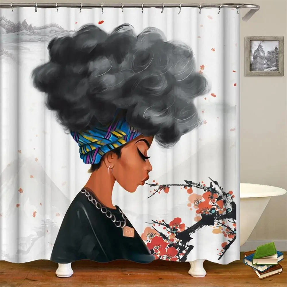 Занавеска для душа африканских женщин декоративная Черная Женская