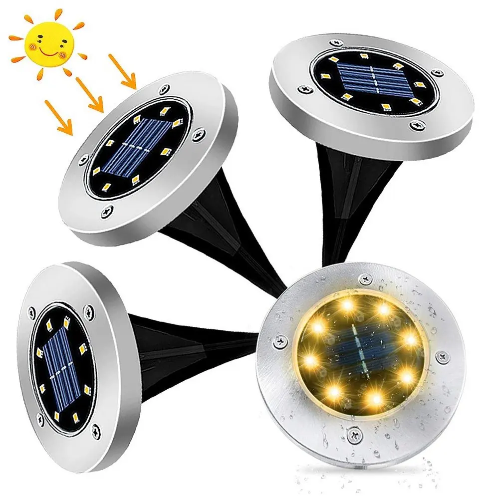 구매 LED 센서 태양 광 전원 야외 지상 빛 방수 디스크 매장 된 램프 통로 정원 파티오 잔디에 대 한 태양 정원 빛