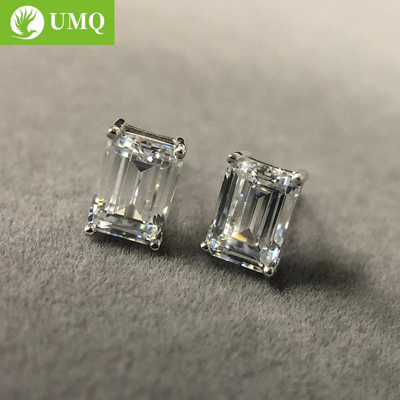 

UMQ Elegant Solid 925 Sterling Silver 5A Gemstone White Gold Earrings Ear Stud Women Gifts Fine Jewelry Wholesale