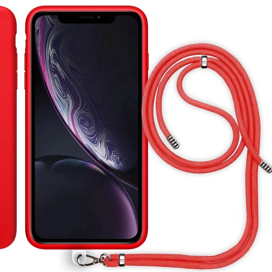 

Phone Case Compatible with Apple iPhone XR Hanging Rope Silicone Case Red
