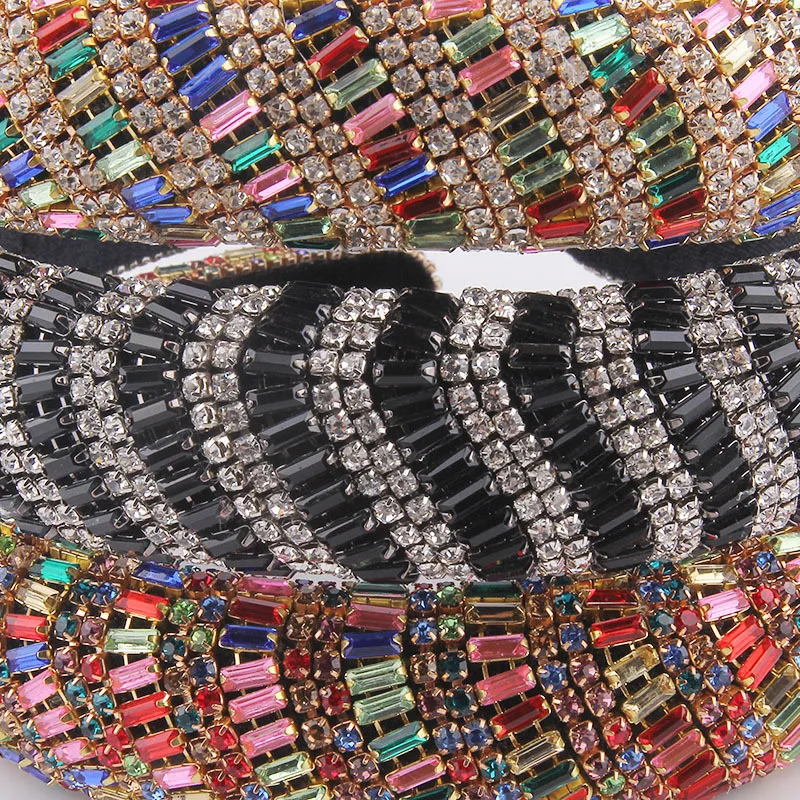 

Luxury Full Crystal Hairbands Womens Hair Accessories Baroque Padded Head Band Colorful Rhinestone Headband Princess Headdress