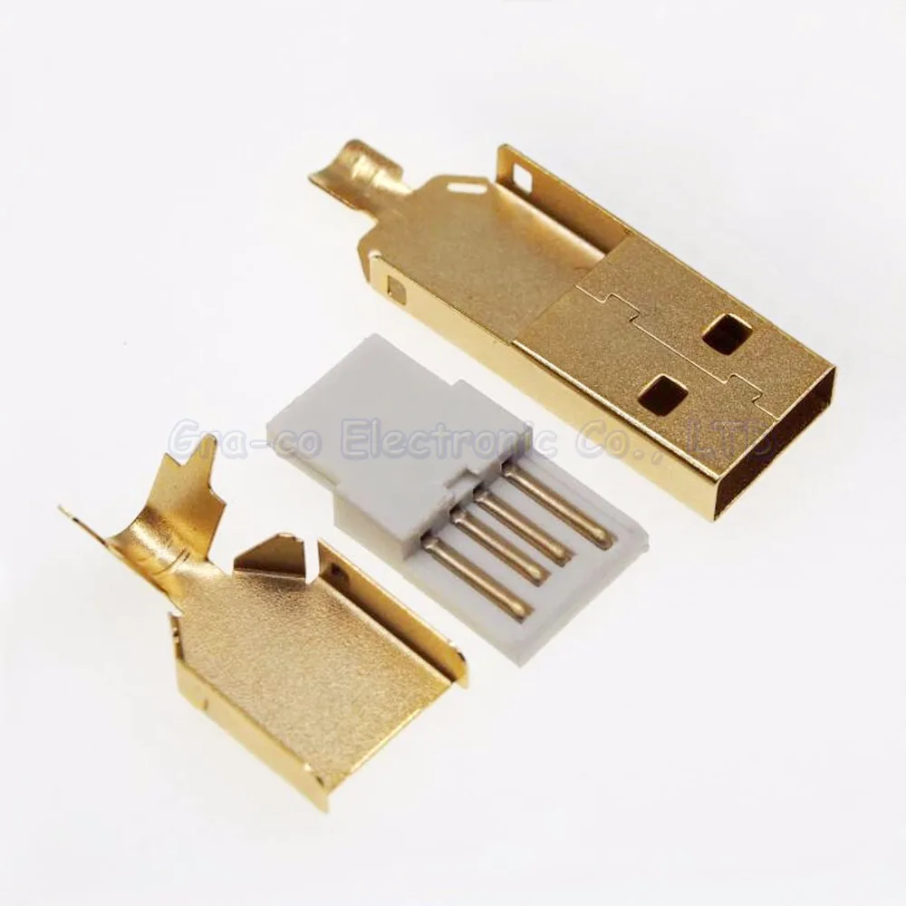 20 комплектов сделай сам 3 в 1 позолоченный штекер USB 2 0 тип А сварочный