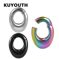 kuyouth trendy stainless steel ellipse shape magnet ear weight stretchers body piercing jewelry earring expanders gauges 2pcs