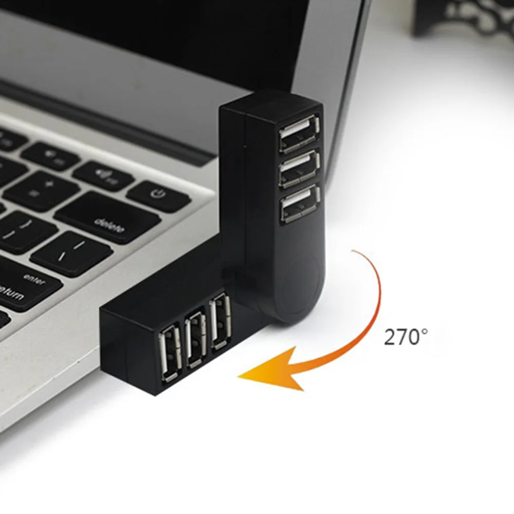 Вращающийся высокоскоростной usb-хаб с 3 портами 2,0 USB разветвитель адаптер для ноутбуков/планшетных ПК периферийных устройств