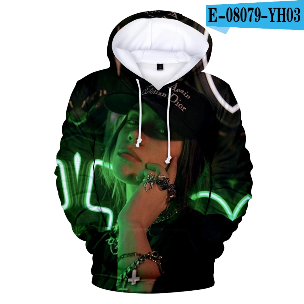 Лидер продаж, худи Billie Eilish, свитшоты, Новое поступление, мужские и женские пуловеры для девочек, осенне-зимние свитшоты Billie Eilish - Цвет: 3D