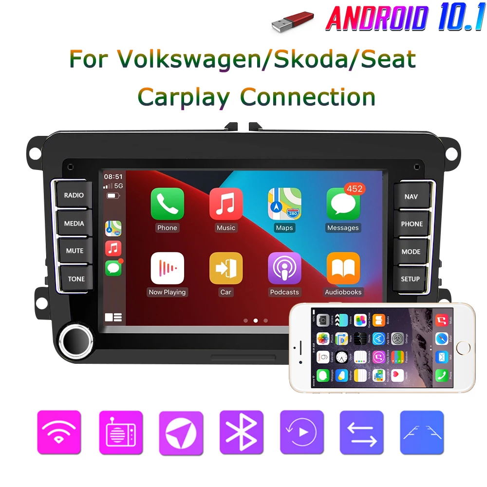 

2 Din Android Car Radio For VW Volkswagen Skoda Octavia Golf 5 6 Touran Passat B6 Polo Jetta Carplay Multimedia Player