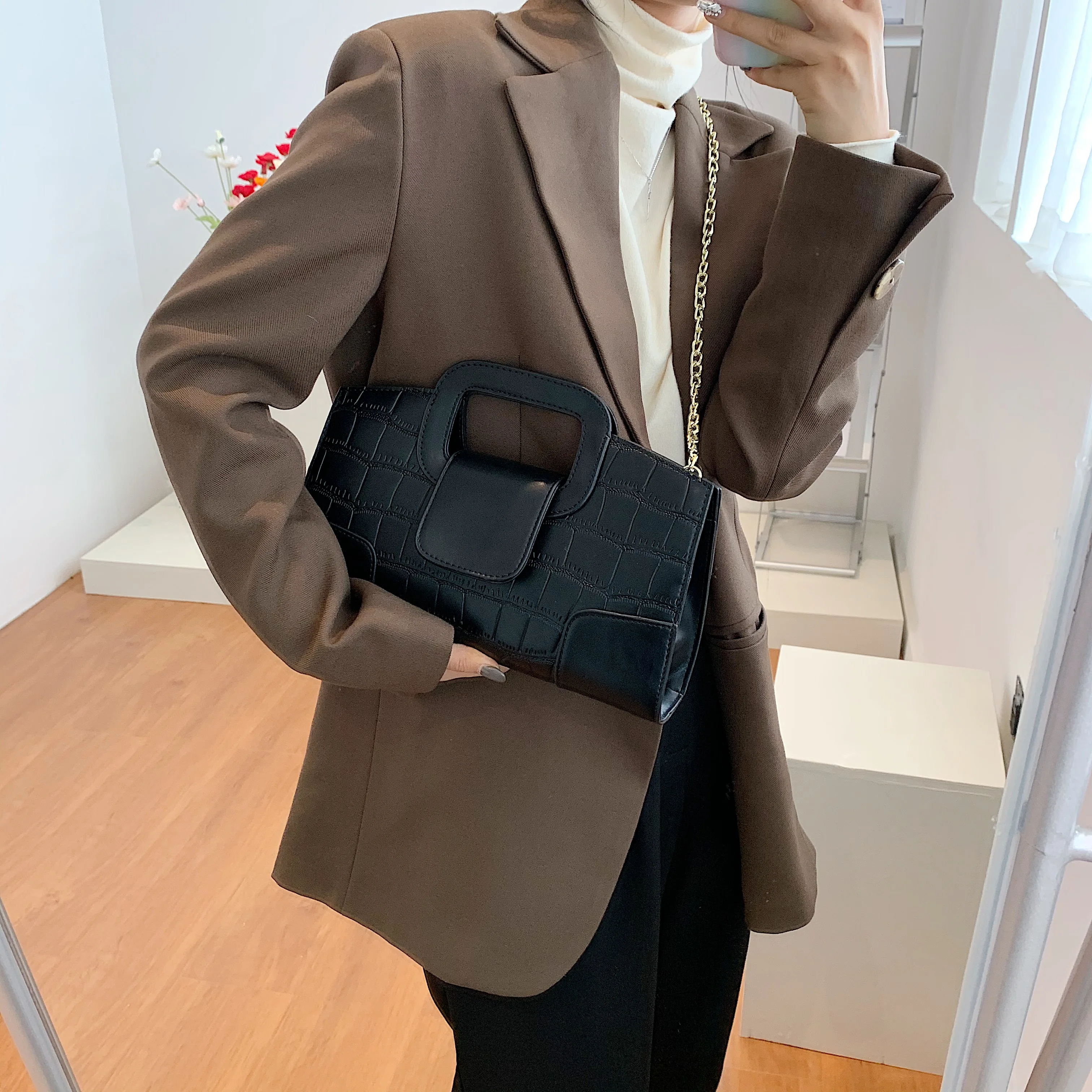 

Stone Pattern PU Leather Tote Bags for Women 2020 Branded Small Cross Body Brand Designer Chain Shoulder Bag Luxury Handbags