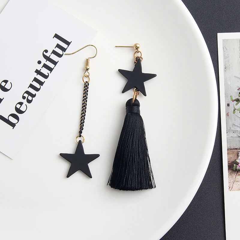 MWsonya асимметричные серьги модные ювелирные изделия звезды с кисточками длинные