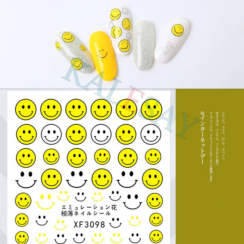 

3D Nails Sticker Art Decoration Smiling Nails Decal Stickers for Manicure Eggs Omelette Cute Stickers for Nails for Design Foil