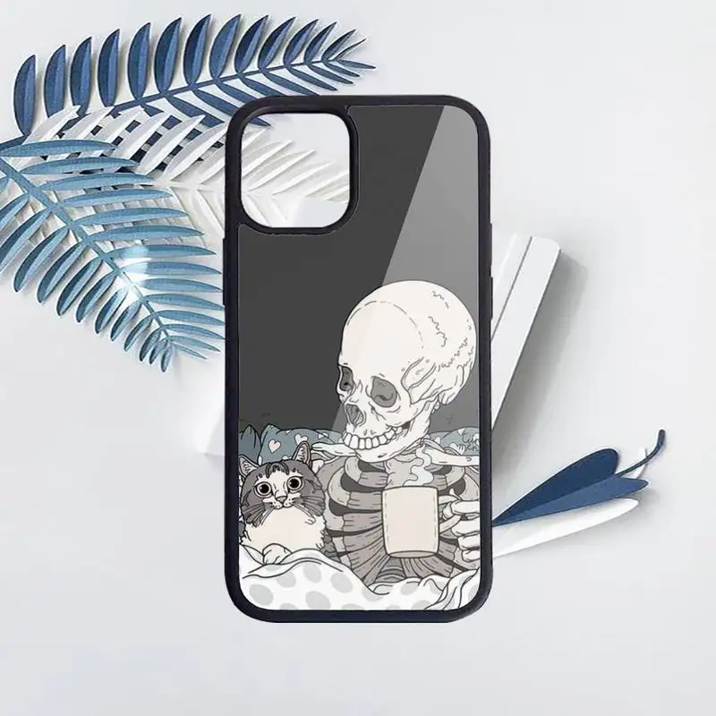 

Cute Cartoon Skull Cat Phone Case for iPhone 11 12 pro XS MAX 8 7 6 6S Plus X 5S SE 2020 XR Hard PC