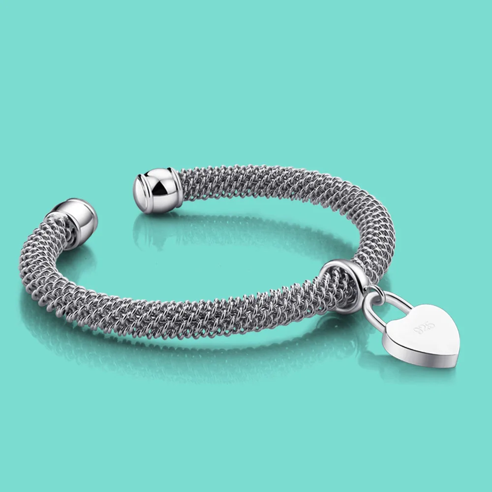 Новый женский браслет из серебра 925 стерлингового замок чистого ювелирные