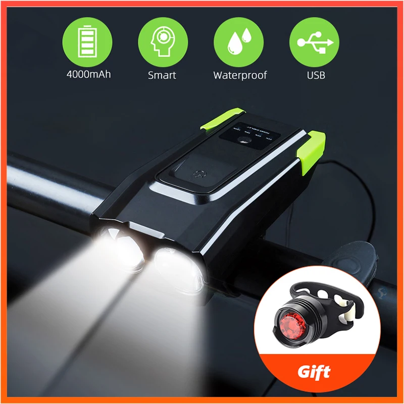 

Bicycle Light With Horn USB Rechargeable 2000mAh 4000mAh Battery Real 800 lumens LED Cycling Bell Light Front Lamp for Bike