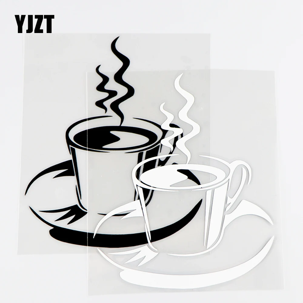 

YJZT 10.7×13.1CM Coffee Pattern Vinyl Car Stickers Decals Body Art Decor Black / Silver 10A-0722