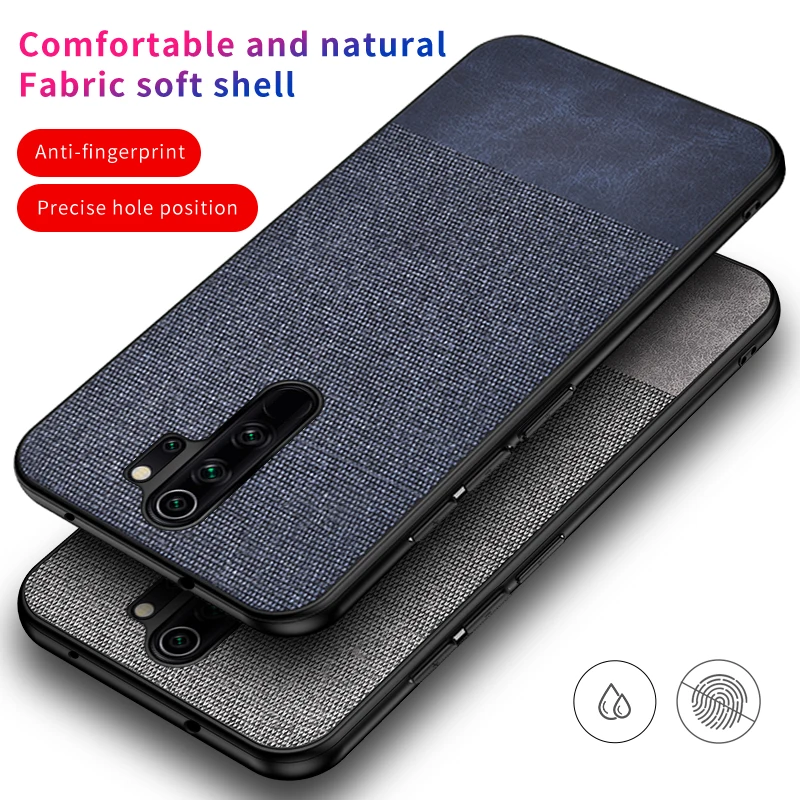 Чехол для Xiaomi Redmi 9 с мягким силиконовым краем и тканевой текстурой защитная