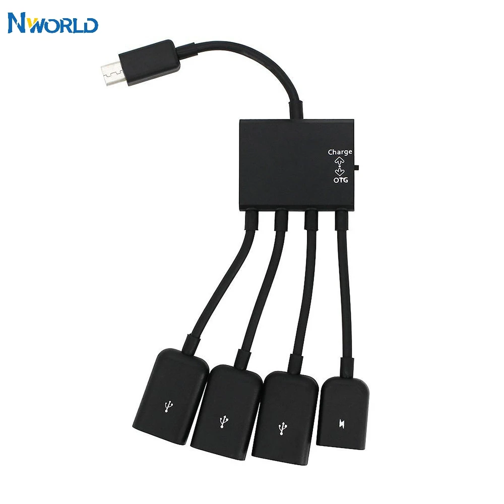 Многофункциональный черный 4 портовый Micro USB зарядный OTG концентратор кабель Шнур