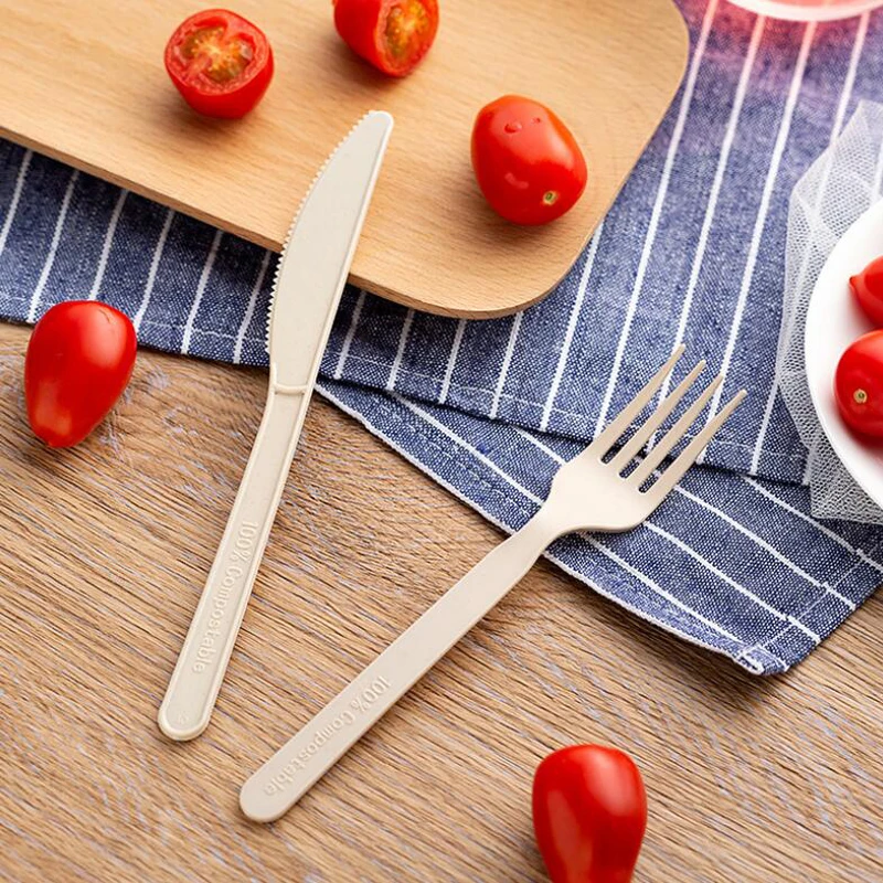 50 шт одноразовые пла столовый прибор из кукурузного крахмала вилки ножи и ложки