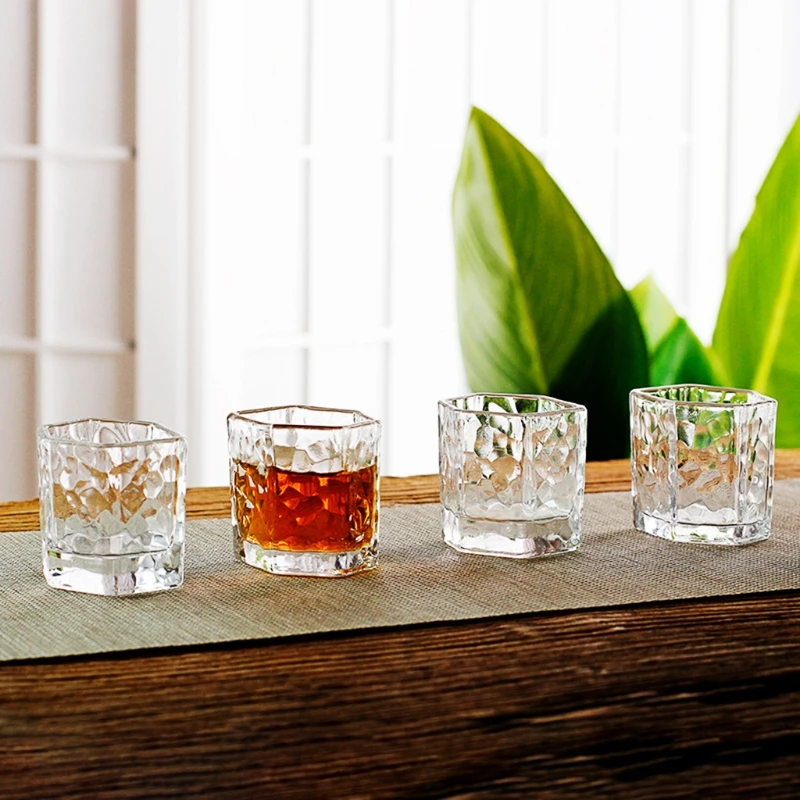 6 шт. прозрачный пивной бокал с геометрическим рисунком шестисторонний для вина