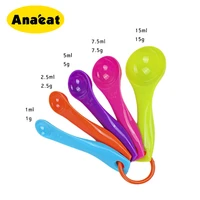 anaeat 5pcsset colorful plastic measuring spoon set coffee scoop kitchen cooking flour sugar condiment baking tools