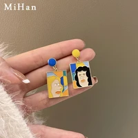 mihan 925 silver needle trendy jewelry vintage statement earrings popular asymmetrical enamel drop earrings for women gifts