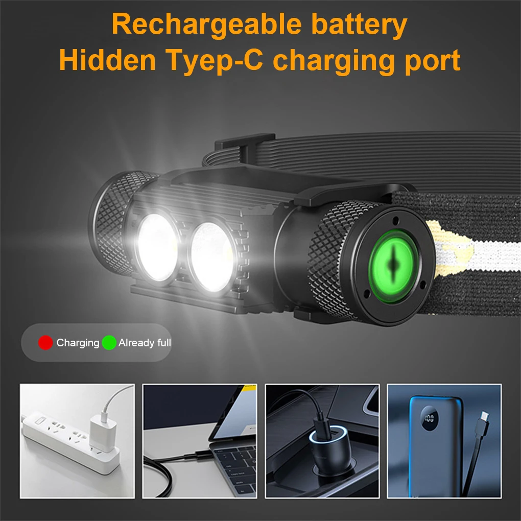 

Headlight LED Headlamp IPX6 Waterproof Head Flashlight Motion Sensor Hands-free Light Searchlight D10-GCU2 USB Cable