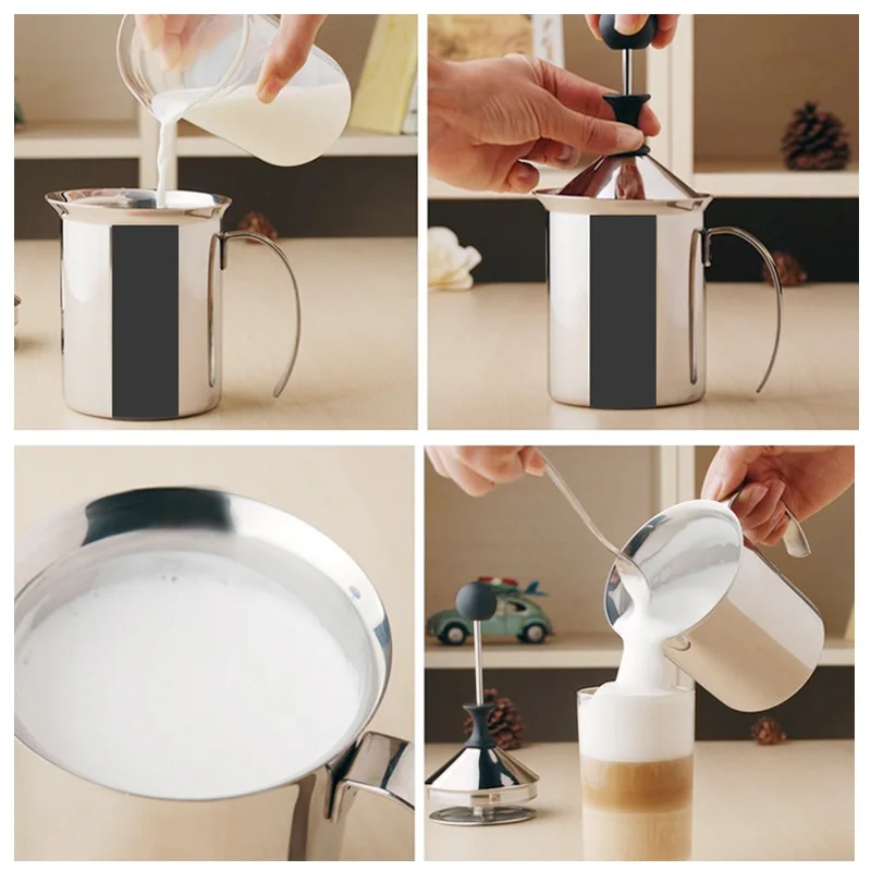 

400/800ML Manual Milk Frother Stainless Steel cappuccino Milk Creamer Milk Foam Mesh Coffee Foamer Creamer Kitchen Applicance