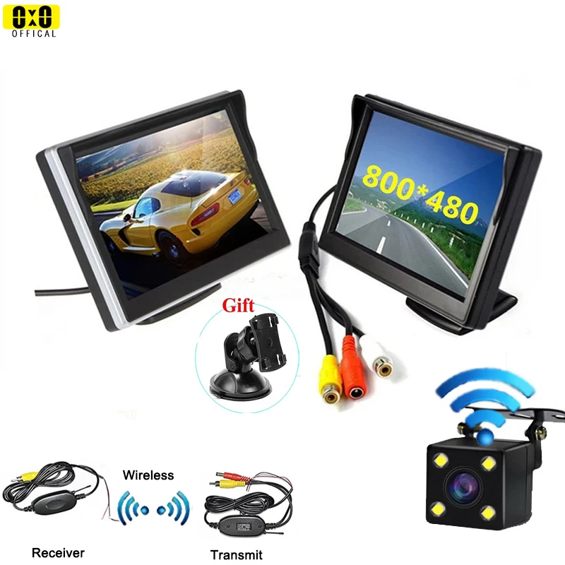 Автомобильная камера заднего вида и 5-дюймовый монитор беспроводной комплект 2 4