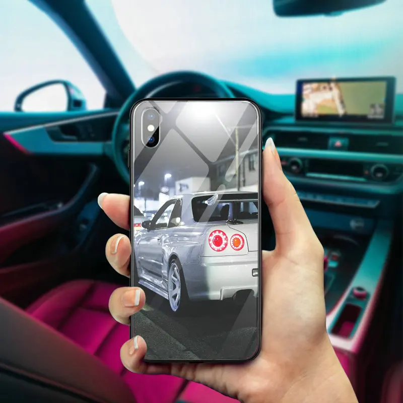 Телефонные чехлы Nissan Skyline Gtr R34 из закаленного стекла для iPhone X XR XS 11 Pro Max 10 7 5 5S SE 6 6S 8