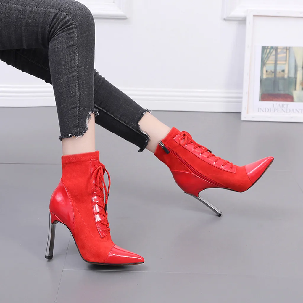 Женские ботинки в готическом стиле черного цвета женские на высоком каблуке с