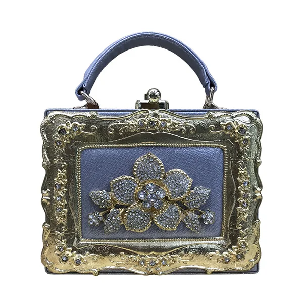 silver model D Хрустальная коробка с бриллиантами, вечерняя сумочка-клатч, Женская Роскошная вышивка, цветочный принт, ужин, кошелек сумка, Женская Свадебная вечеринка - Цвет: silver model D