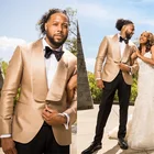 Костюм мужской из блейзера и черных брюк, смокинг с широким лацканом и шалью, одежда для свадьбы, выпусквечерние вечера