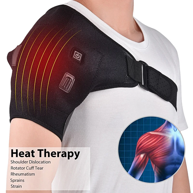 

USB Heated Shoulder 3 Level Heating Brace Pain Relief Adjustable Single Shoulder Support Hot Cold Therapy Wrap Warm Pad Guard