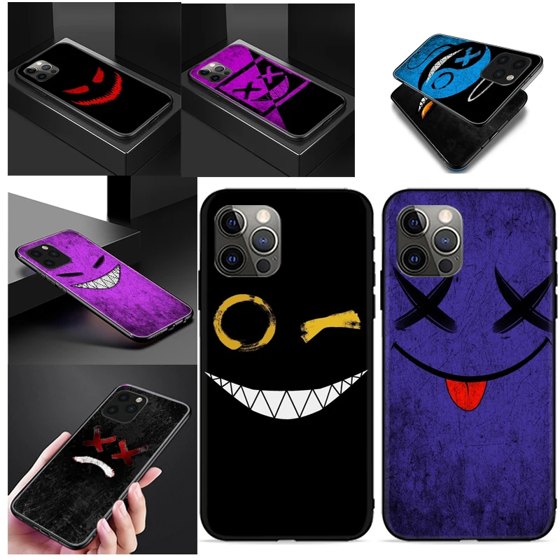 

Phone Case For iPhone 7 8 Plus 6 6S Plus 12 Pro MAX Cases Back Cover Soft TPU Devil Smiley Smile Expression For iPhone 12 Pro