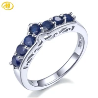 hutang precious blue sapphire sterling silver rings for women 0 91 carats natural sapphire gemstone classic style anniversary