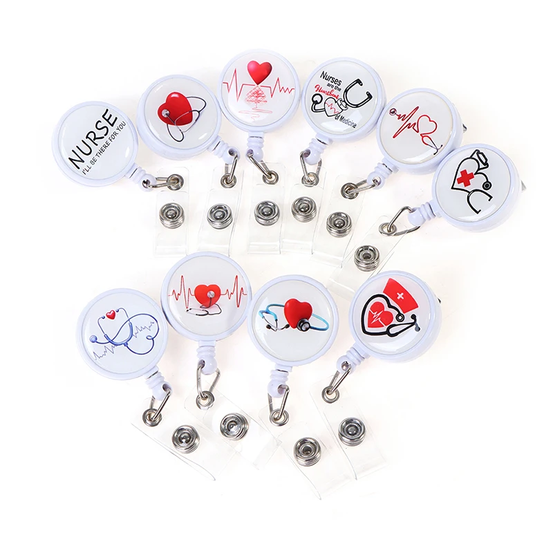 Plastic Retractable Nurse Badge Reel Clip Cartoon Nurse Doctor Students IC ID Card Badge Holder