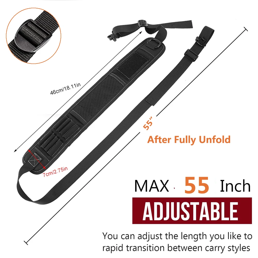 

2 Point Tactical Rifle Gun Sling Adjustable Airsoft Shotgun Shoulder Strap Belt Durable Padded Gun Sling with Swivels