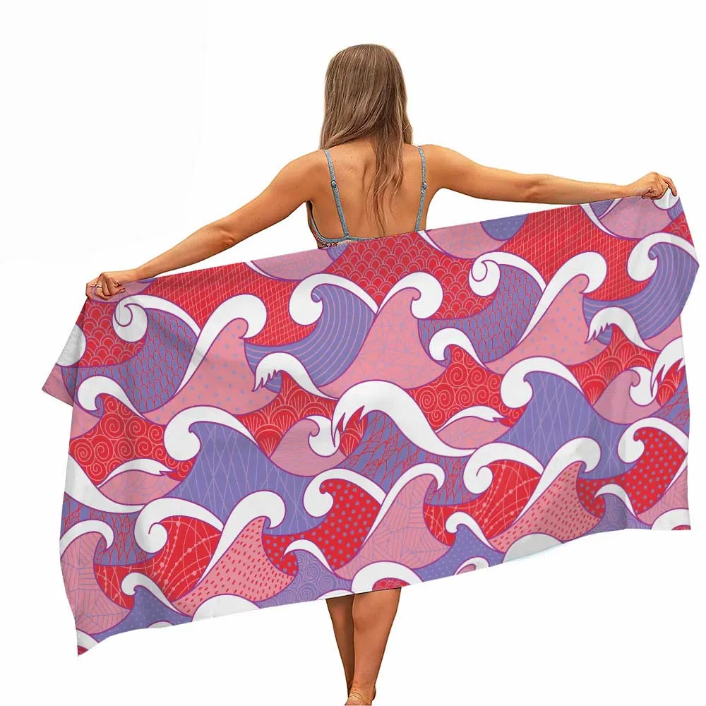 

Japanischen stil wellen Mikrofaser Pool Strand Handtuch Tragbare Schnell Trockenen Sand Outdoor Reise Schwimmen Decke Yoga Matte