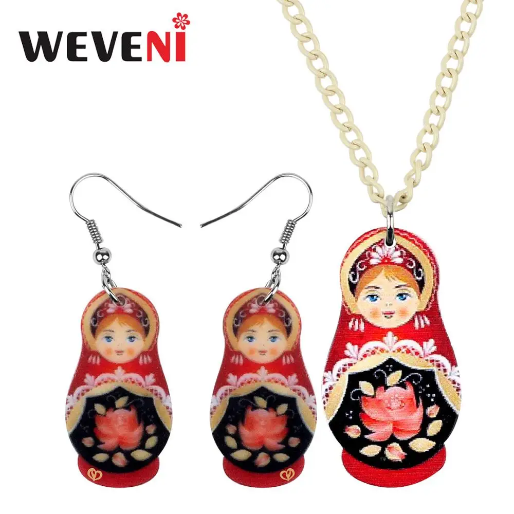 Акриловая Этническая русская кукла WEVENI ожерелье и серьги ювелирные наборы