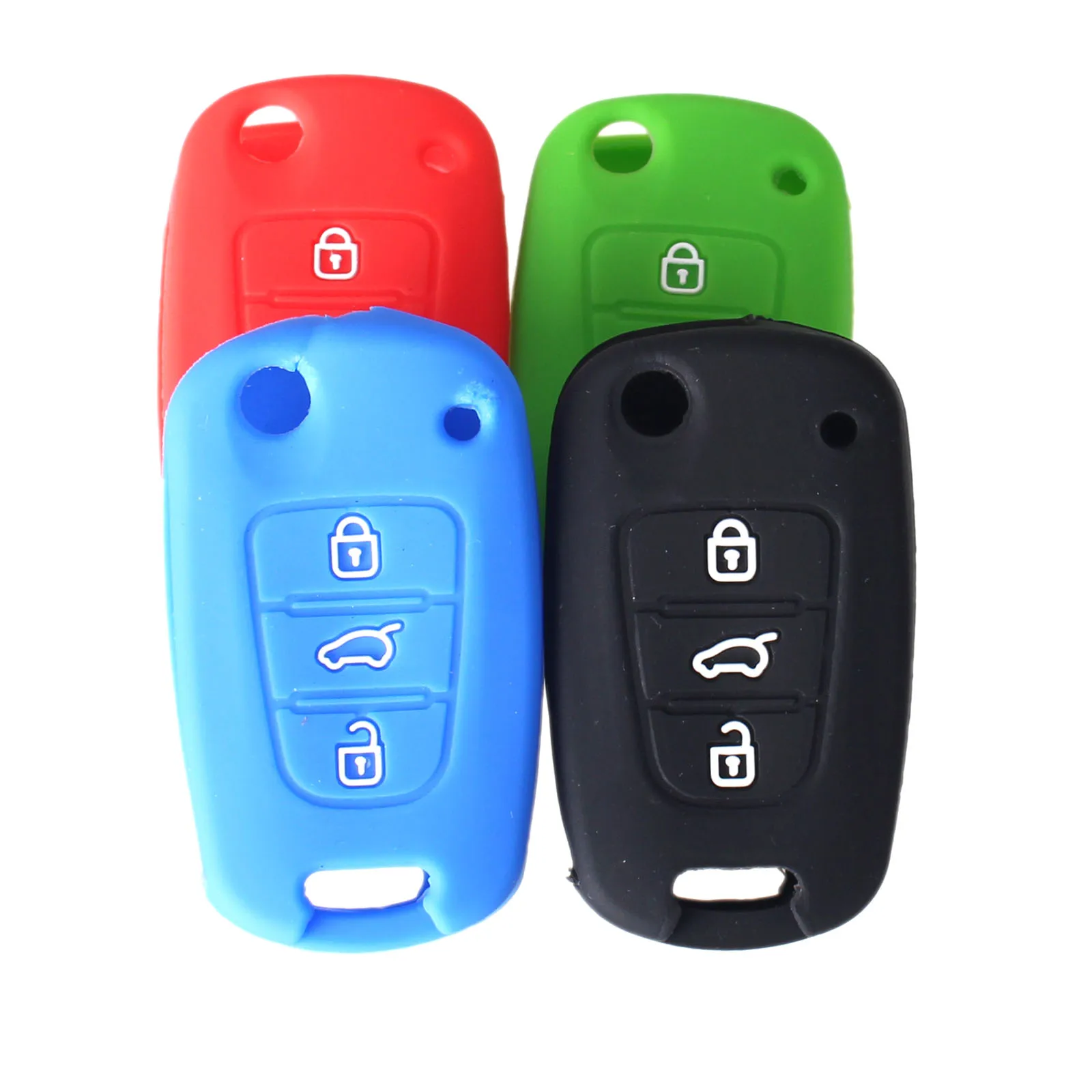 

KEYYOU 3 Buttons Car-Styling Silicone Car Key Cover Case For Hyundai i20 i30 i35 iX20 iX35 Solaris Verna