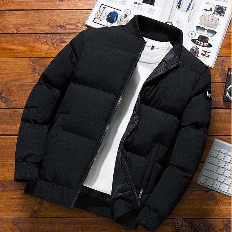 

men cotton-padded jacket Korean style slim new fashion handsome short quilted jacket large size Winter Cotton Parka Warm Coats