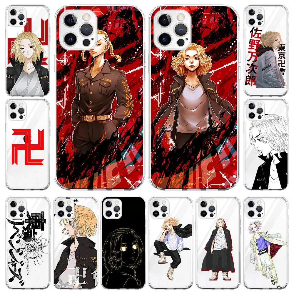 

Tokyo Revengers Phone Case for iPhone 13 12 11 Pro Max 8 7 Plus SE 2020 X XR XS Max Luxury Shell Soft TPU Transparent Cover Bag