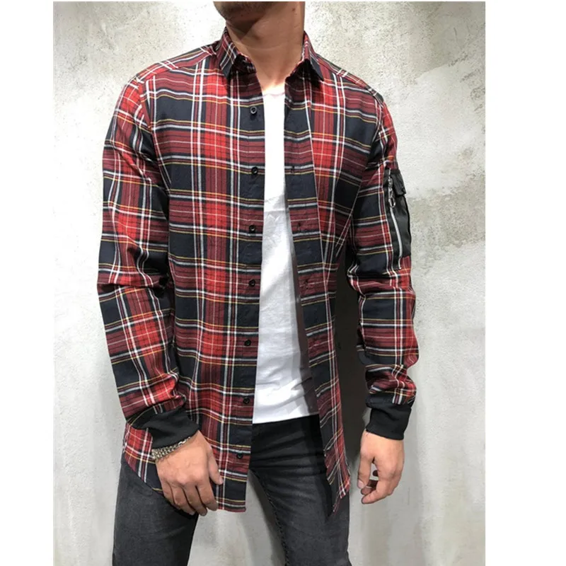 Мужская большая клетчатая рубашка с длинным рукавом деловой костюм мужская