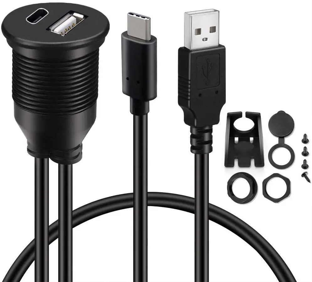 USB Type C 2 0 и кабель типа Папа-мама AUX автомобильный монтажный водонепроницаемый