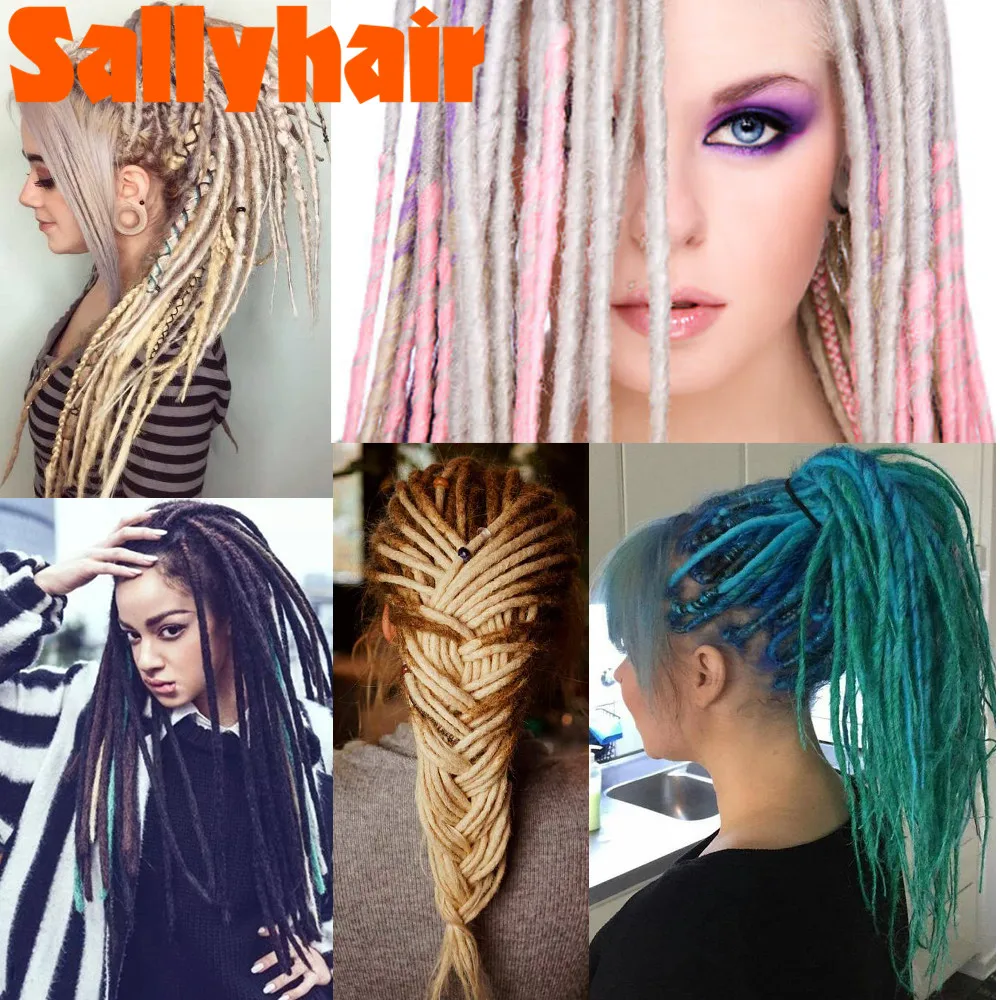 

SallyHair 25Color 5/10 Strands Dreadlocks Hair Extension For Women Handmade Dreads Synthetic Braiding Hair Crochet Braids styles