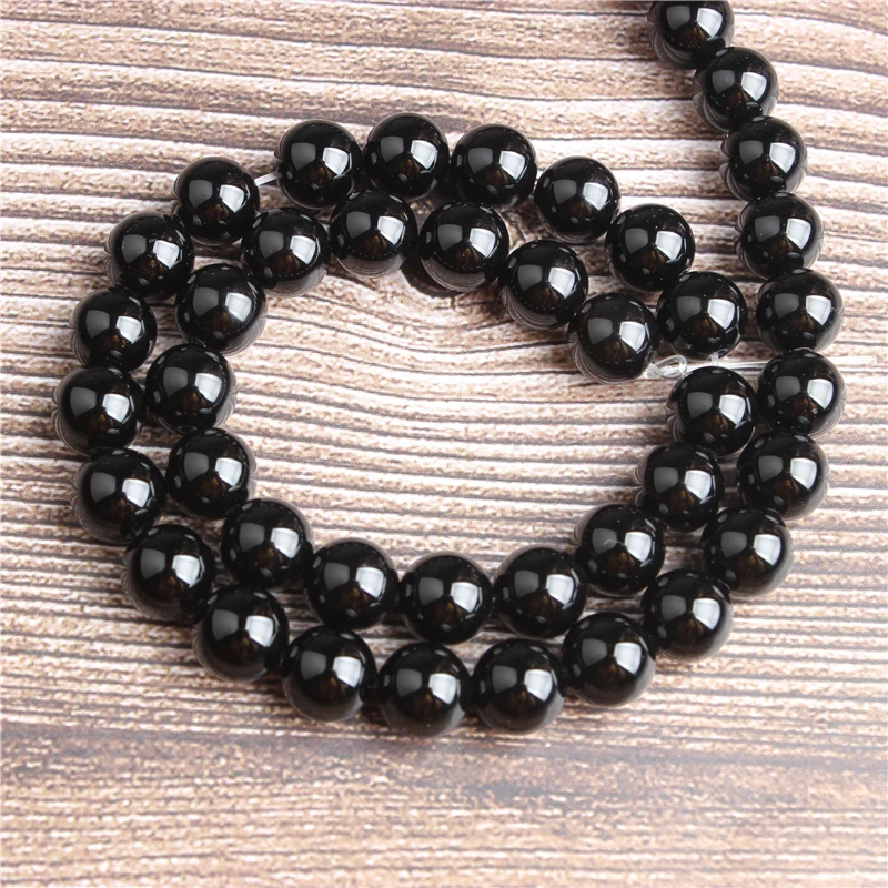 LanLi 4/6/8/10/12/14mm Fashion Jewelry Black Onyx Loose Beads Natural Stones DIY bracelet necklace Accessories | Украшения и